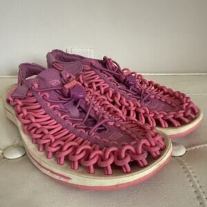 Keen Uneek Sport Sandals Women’s Size 7.5 Ankle Strap Drawstring Pink Shoes EUC